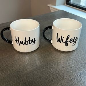 Hubby and Wifey Matching Coffee Mugs, Newlywed Gift